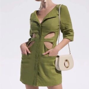 Cult Gaia Sage Green Cut-Out Mini Dress